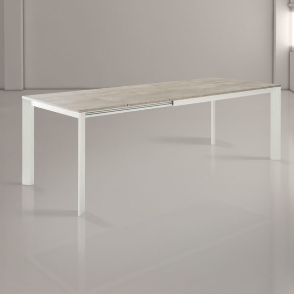 tavolo in alluminio finitura cemento